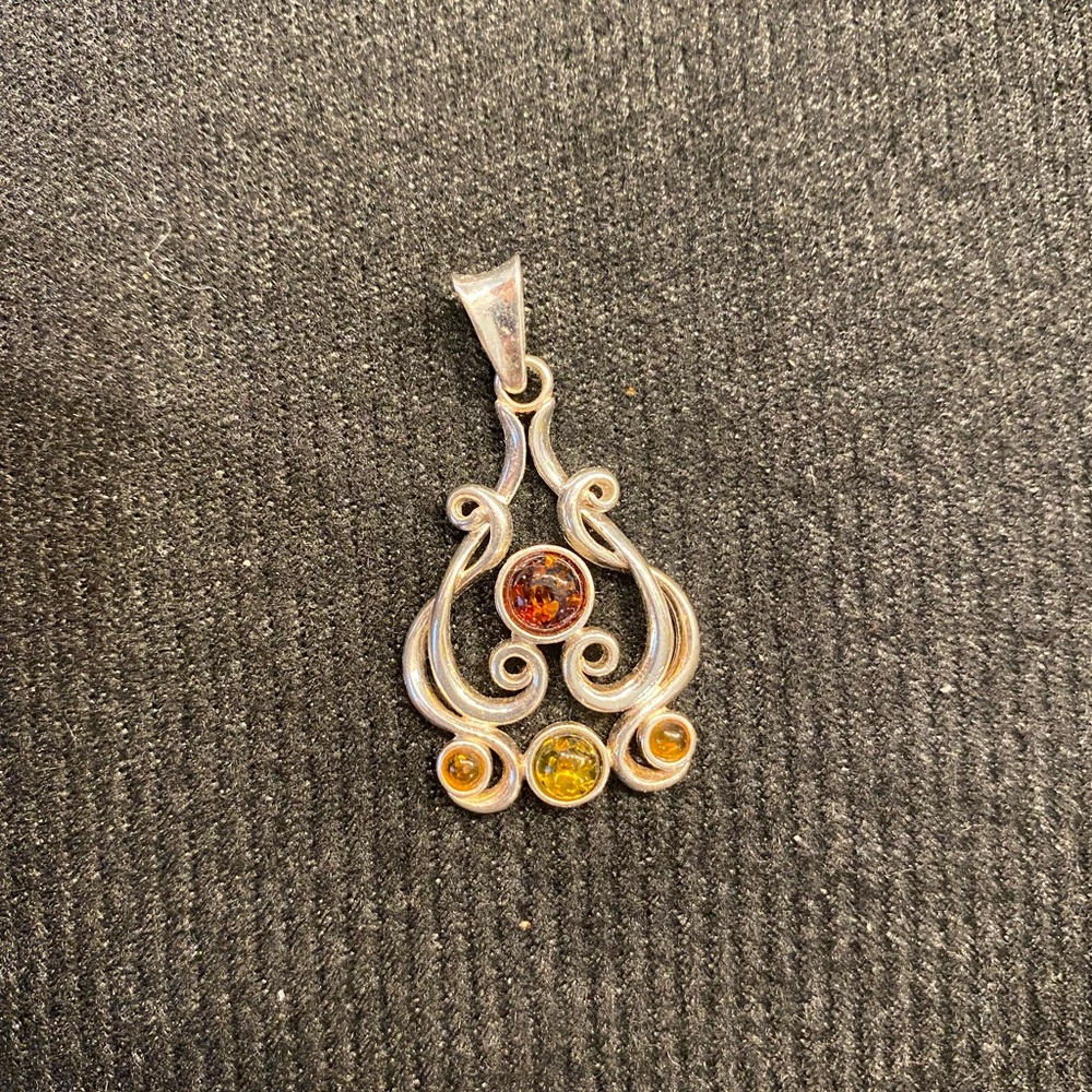 Silver and Amber Charm